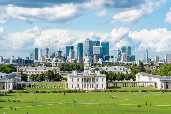 University of Greenwich Landscape overlooking Canary Wharf on Tally Workspace